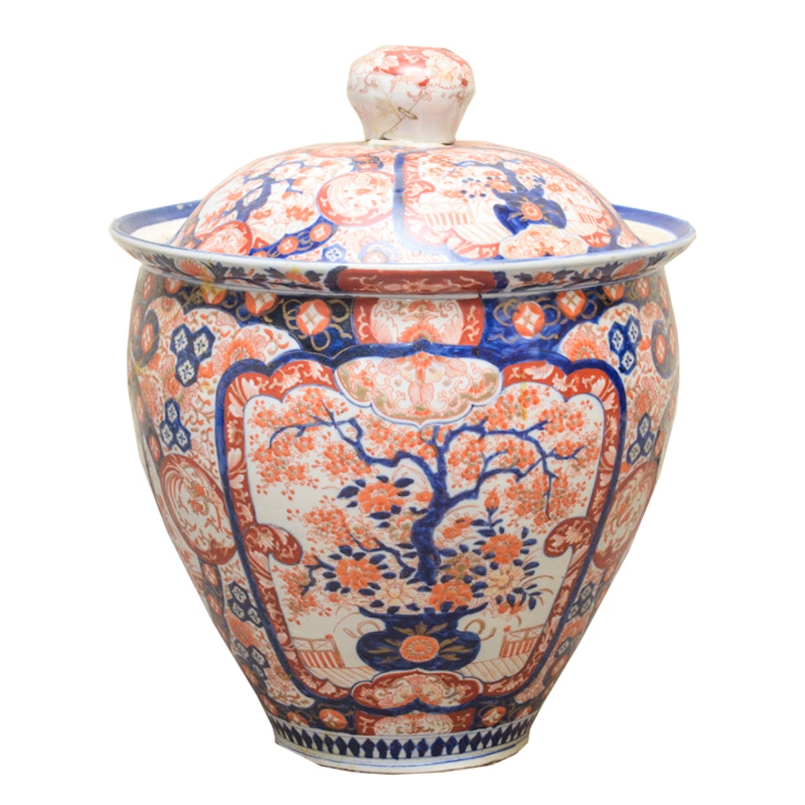 East Asian Porcelain Lidded Urn