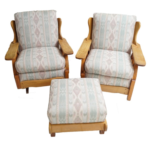Upholstered Chairs with Matching Ottoman