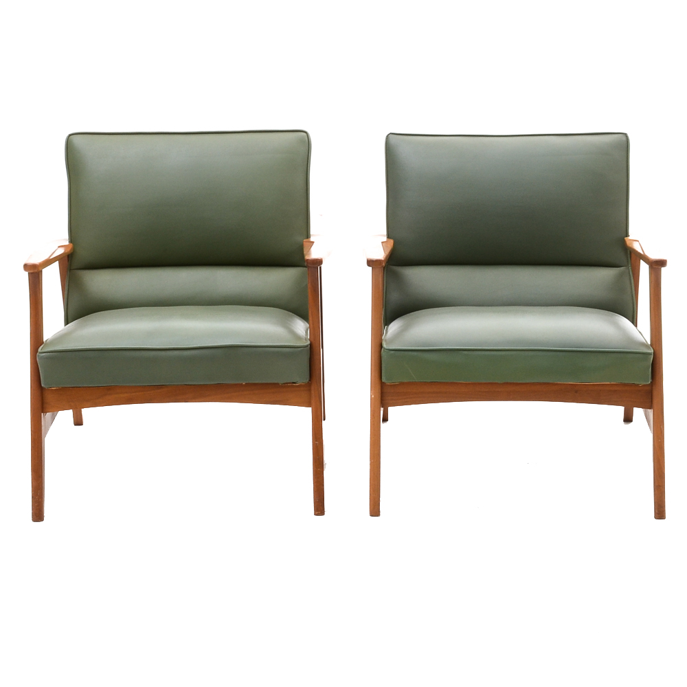 Pair of Mid Century Modern Walnut Lounge Chairs