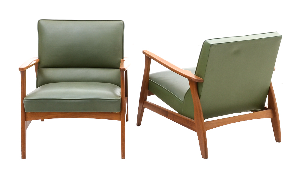 Pair of Mid Century Modern Walnut Lounge Chairs