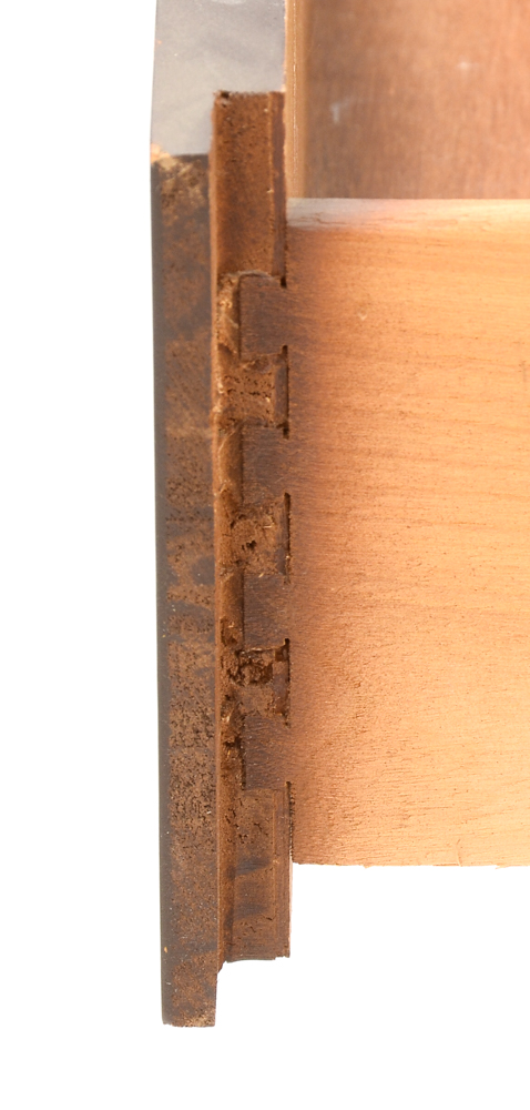 Walnut and Grained Laminate Nine Drawer Chest