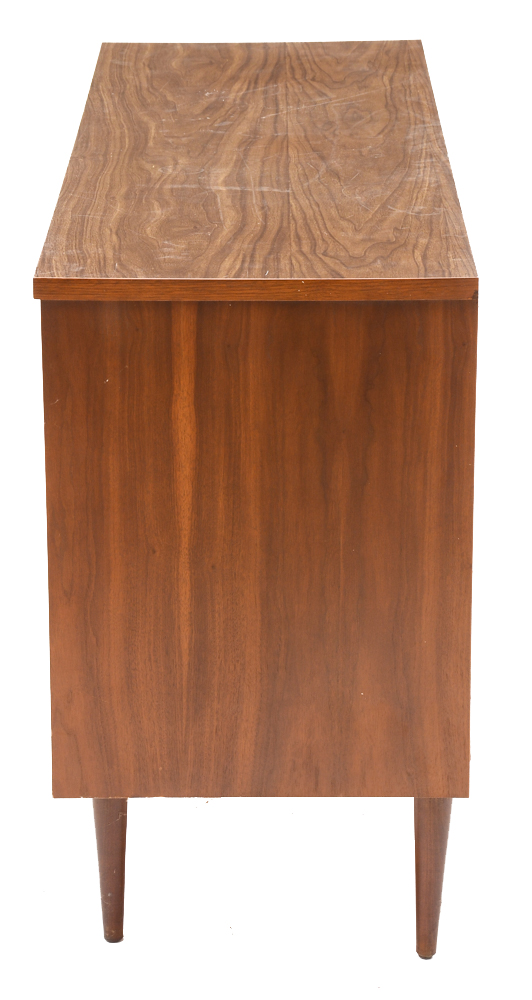 Walnut and Grained Laminate Nine Drawer Chest