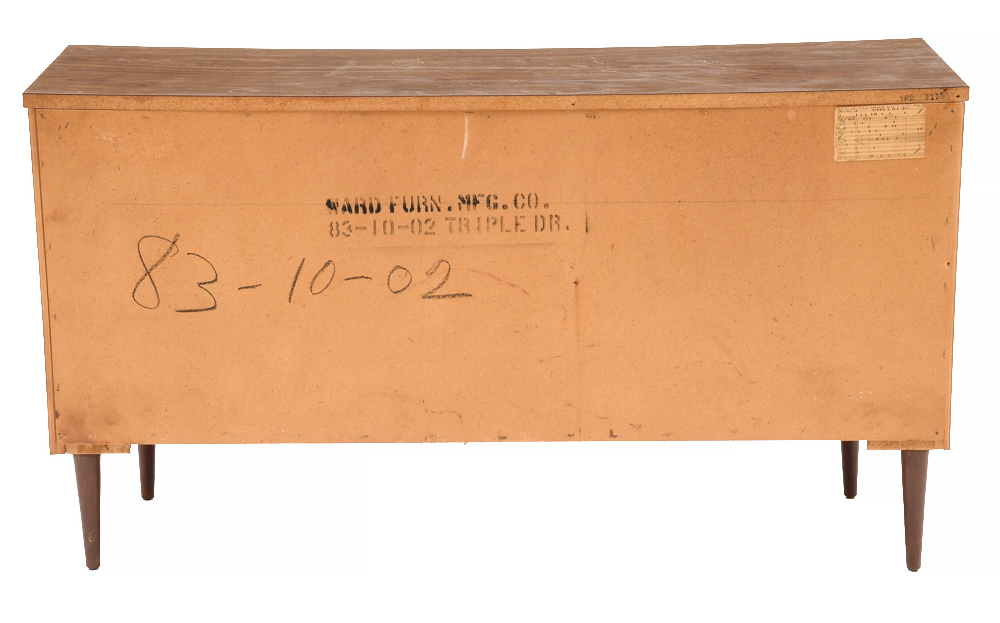 Walnut and Grained Laminate Nine Drawer Chest