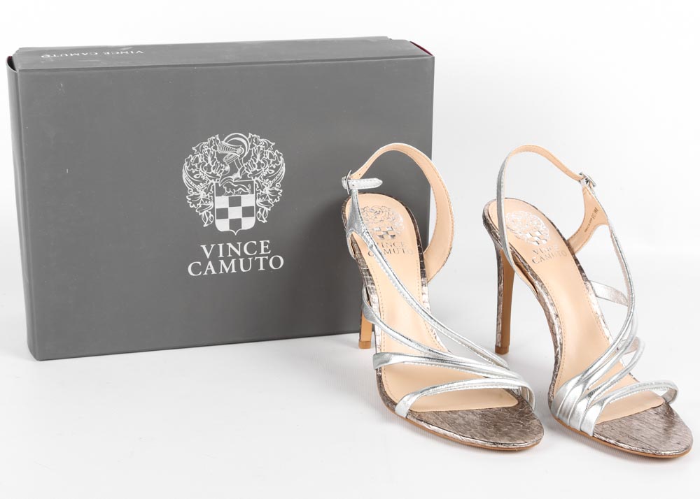 Vince Camuto Tiernan Metallic Strappy Spike Heel Slingbacks