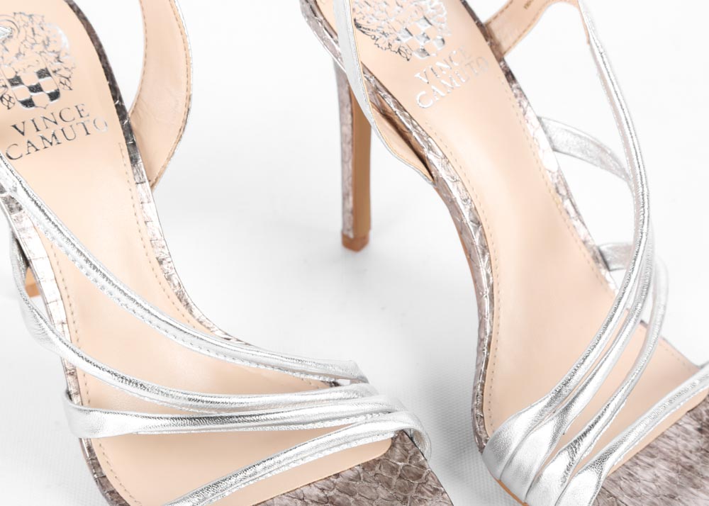 Vince Camuto Tiernan Metallic Strappy Spike Heel Slingbacks