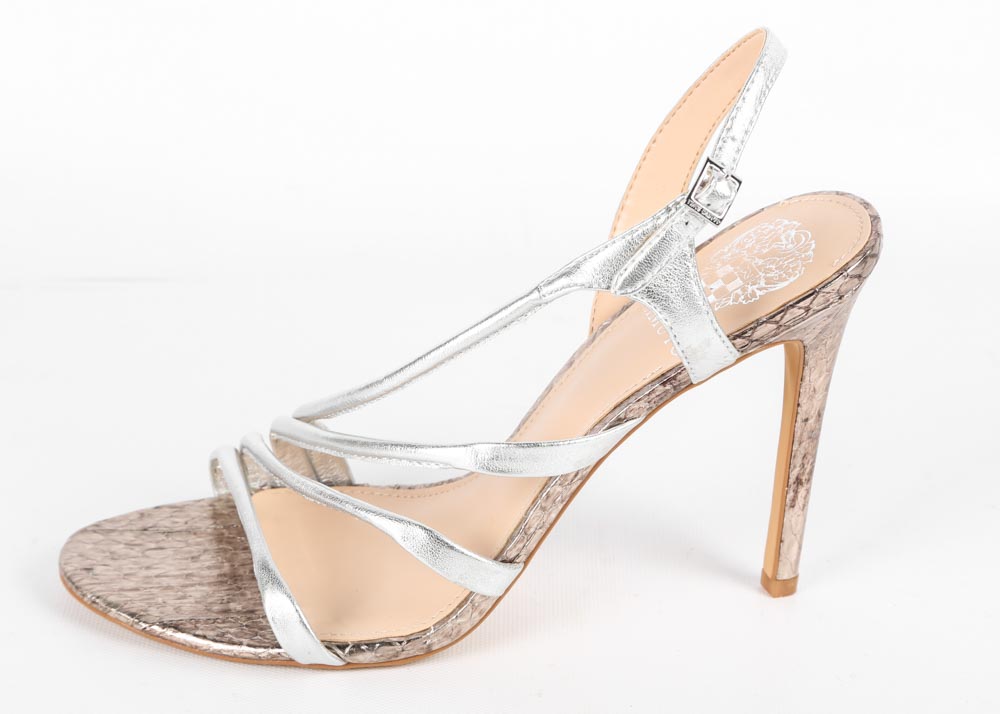Vince Camuto Tiernan Metallic Strappy Spike Heel Slingbacks
