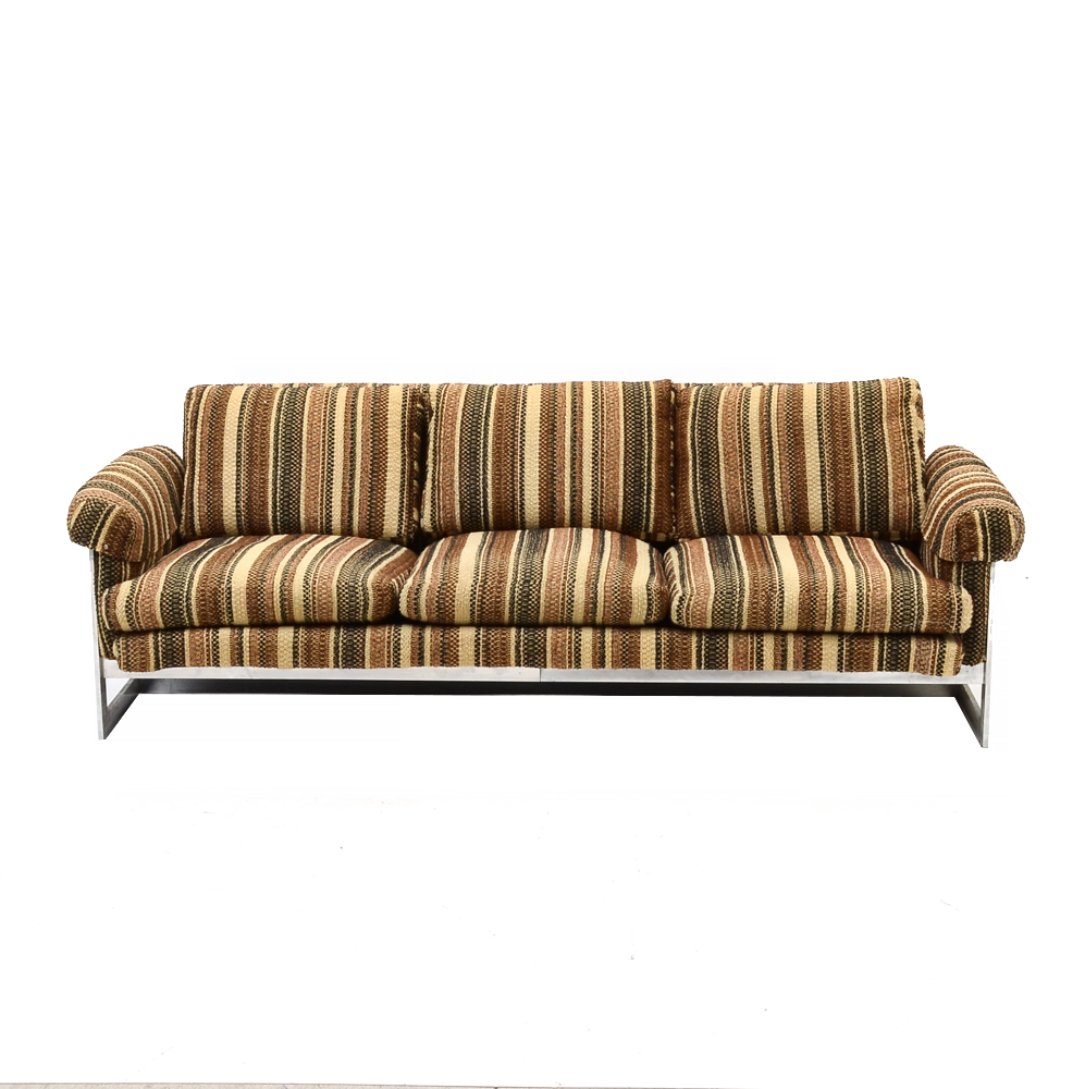 Mid-Century Chrome Flatbar Framed Sofa