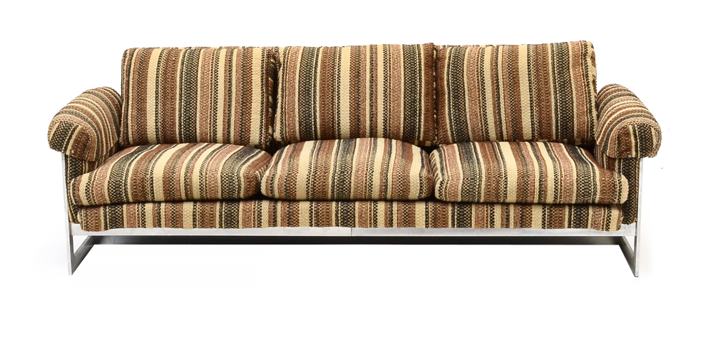 Mid-Century Chrome Flatbar Framed Sofa