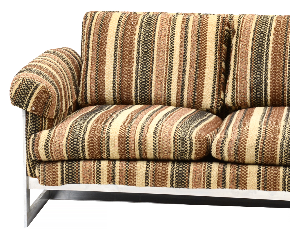 Mid-Century Chrome Flatbar Framed Sofa