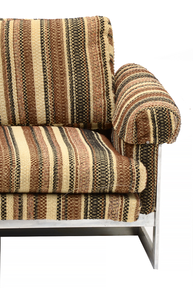 Mid-Century Chrome Flatbar Framed Sofa