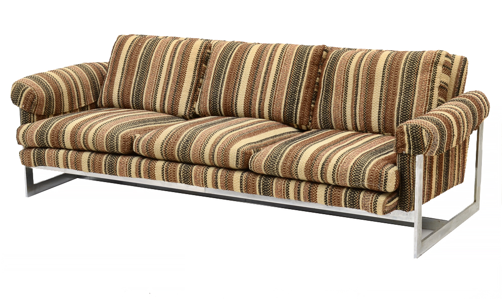 Mid-Century Chrome Flatbar Framed Sofa