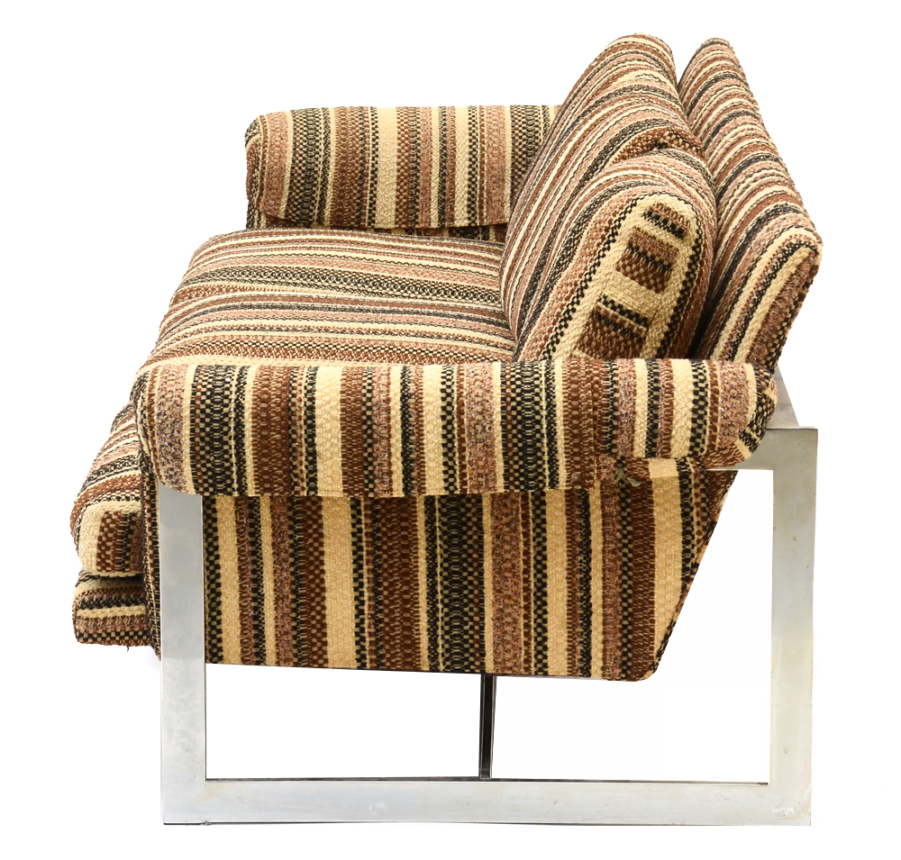 Mid-Century Chrome Flatbar Framed Sofa