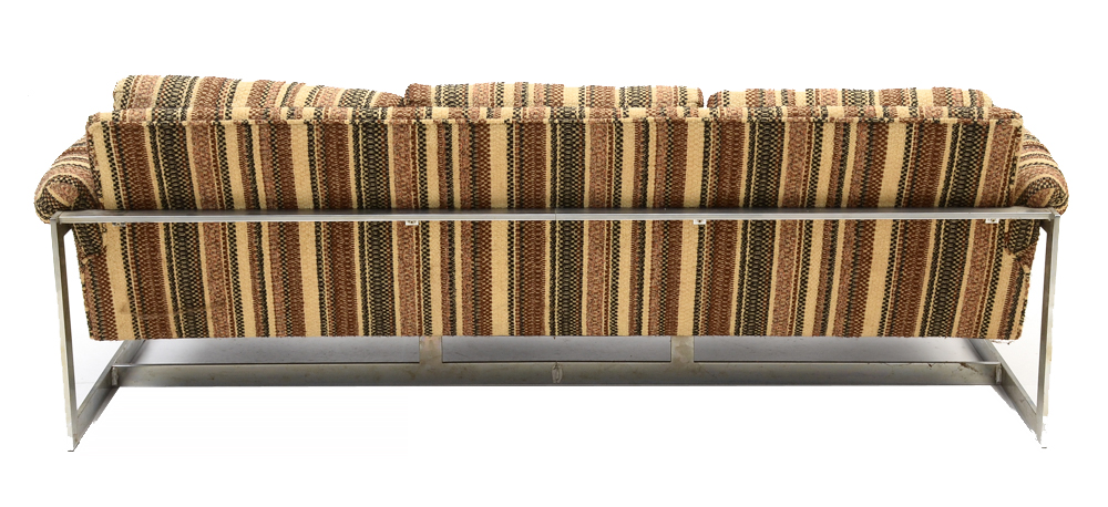 Mid-Century Chrome Flatbar Framed Sofa