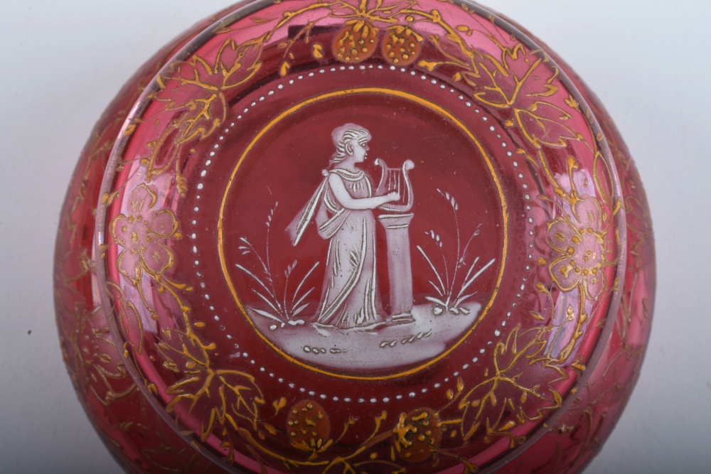 Late 19th Century Cranberry Glass Powder Box