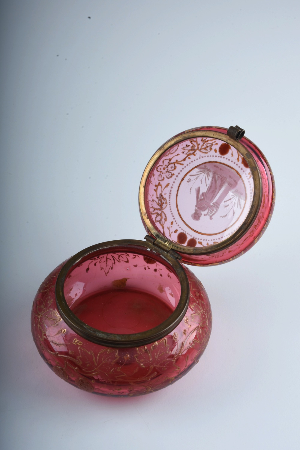 Late 19th Century Cranberry Glass Powder Box