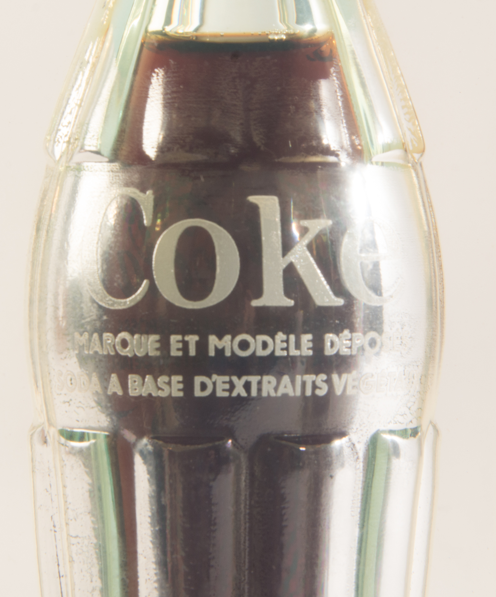 Vintage French Coca-Cola Glass Bottle in Lucite Block