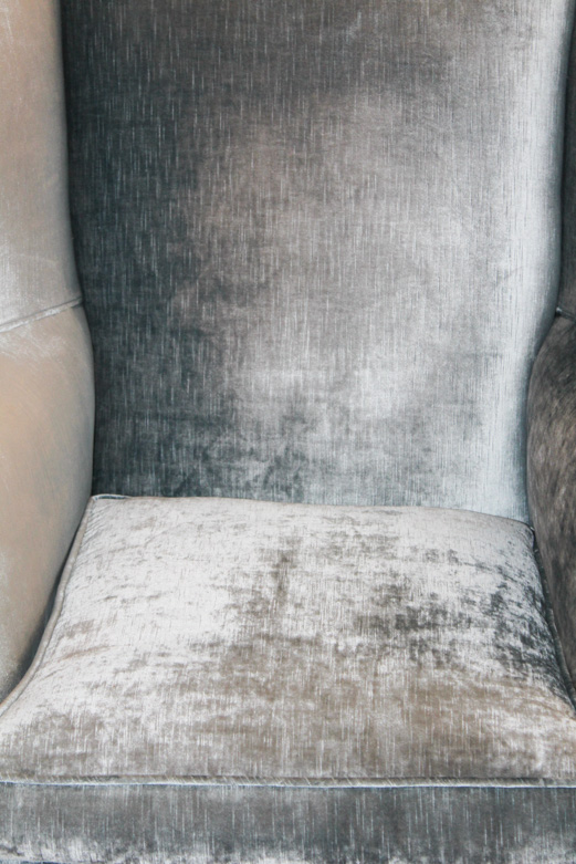 Blue Velvet Chippendale Style Wingback Chair