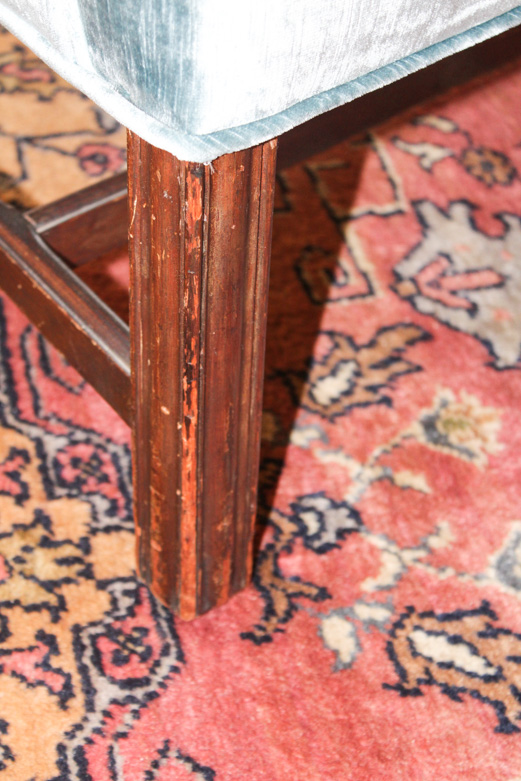 Blue Velvet Chippendale Style Wingback Chair