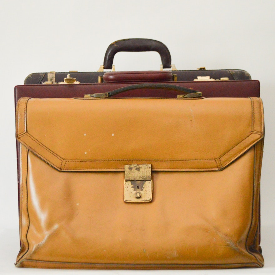 Vintage Leather Locking Briefcases