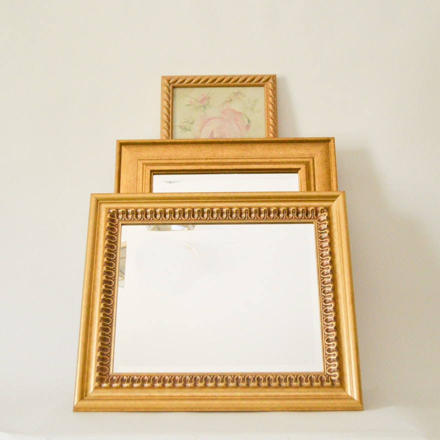 Gold Tone Framed Wall Mirrors