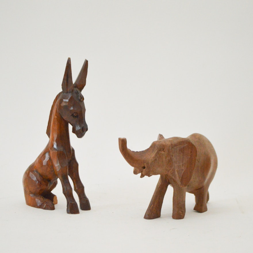 Carved Wooden Animal Figurines