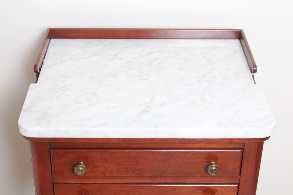 Willett Furniture Cherry Marble Top Side Table