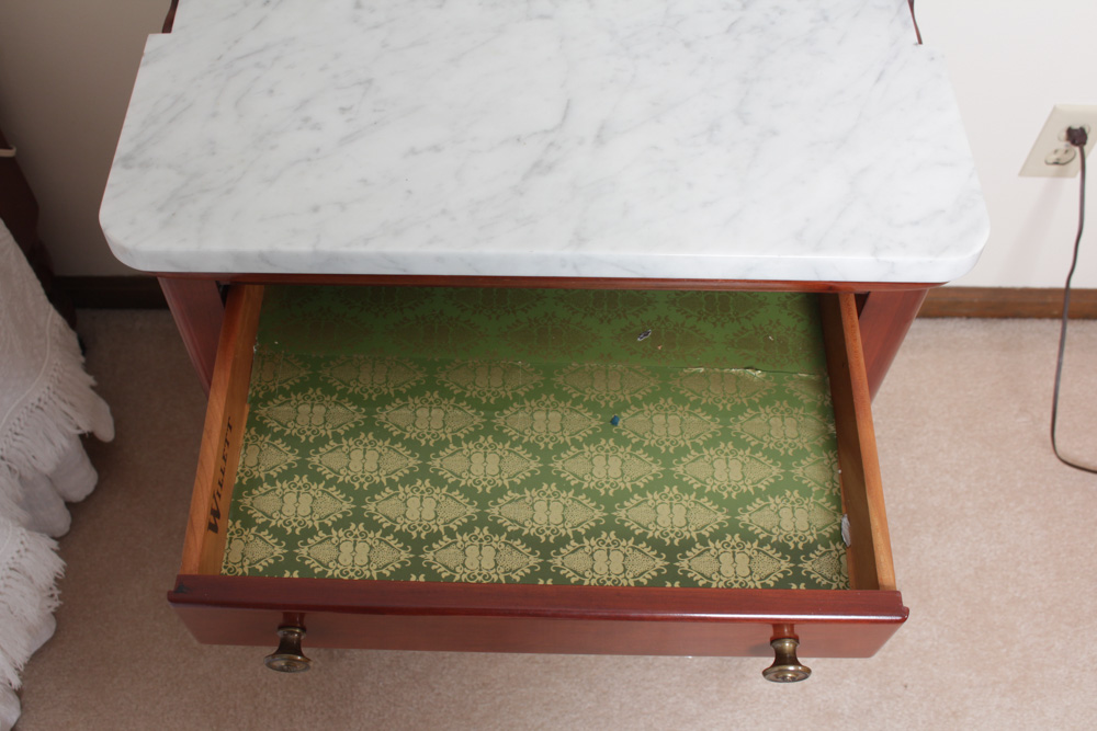 Willett Furniture Cherry Marble Top Side Table