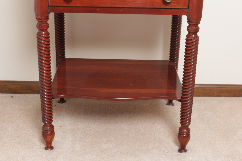 Willett Furniture Cherry Marble Top Side Table