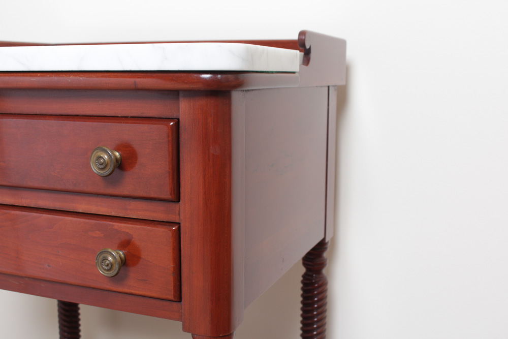 Willett Furniture Cherry Marble Top Side Table