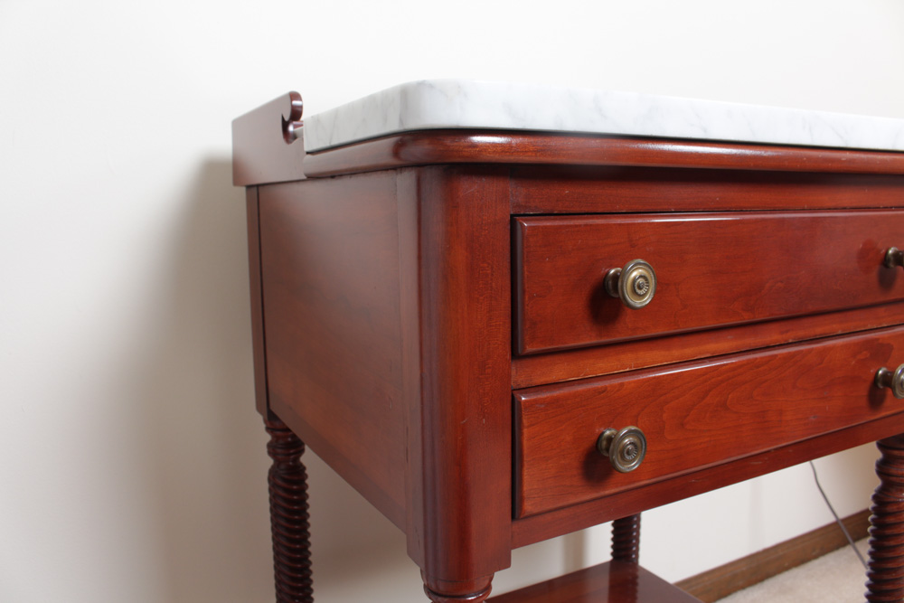 Willett Furniture Cherry Marble Top Side Table