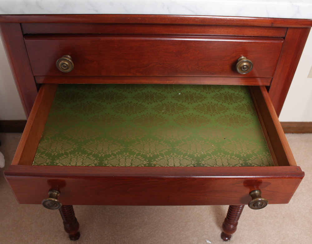 Willett Furniture Cherry Marble Top Side Table