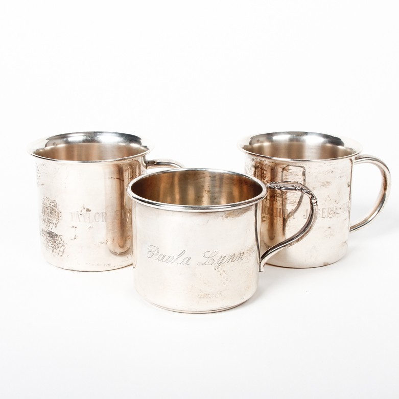 Collection of Towle and Rogers Sterling Silver Baby Cups