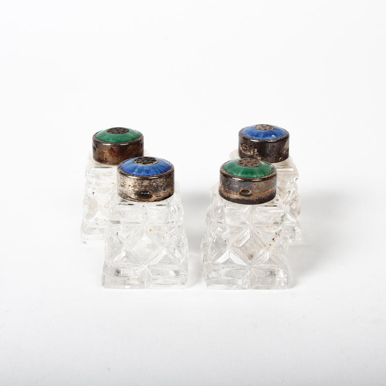 Vintage Cut Glass and Sterling Silver Salt and Pepper Shakers