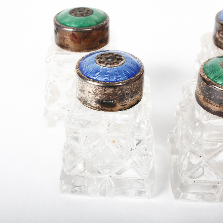 Vintage Cut Glass and Sterling Silver Salt and Pepper Shakers
