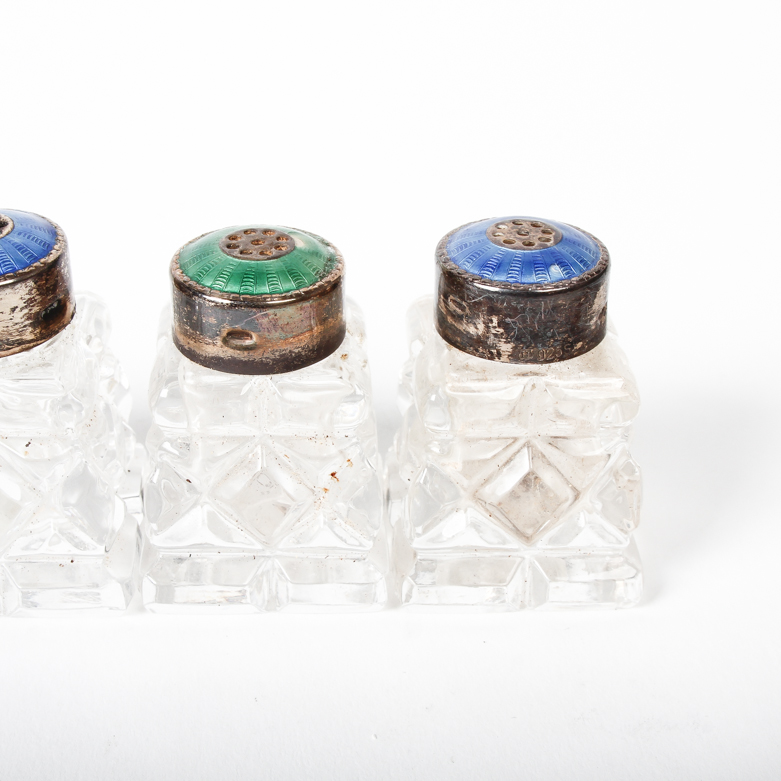 Vintage Cut Glass and Sterling Silver Salt and Pepper Shakers