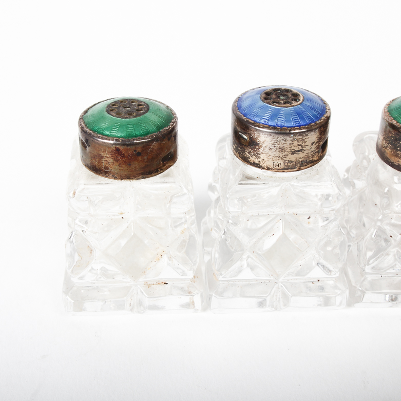 Vintage Cut Glass and Sterling Silver Salt and Pepper Shakers
