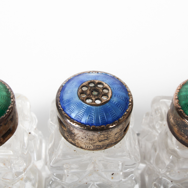 Vintage Cut Glass and Sterling Silver Salt and Pepper Shakers