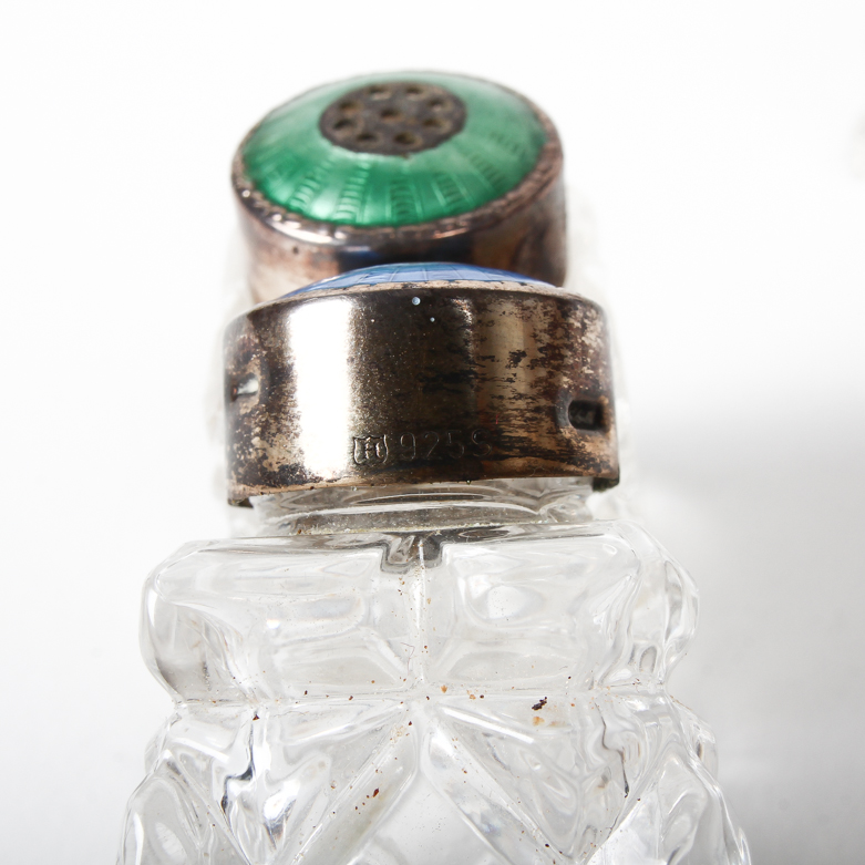 Vintage Cut Glass and Sterling Silver Salt and Pepper Shakers