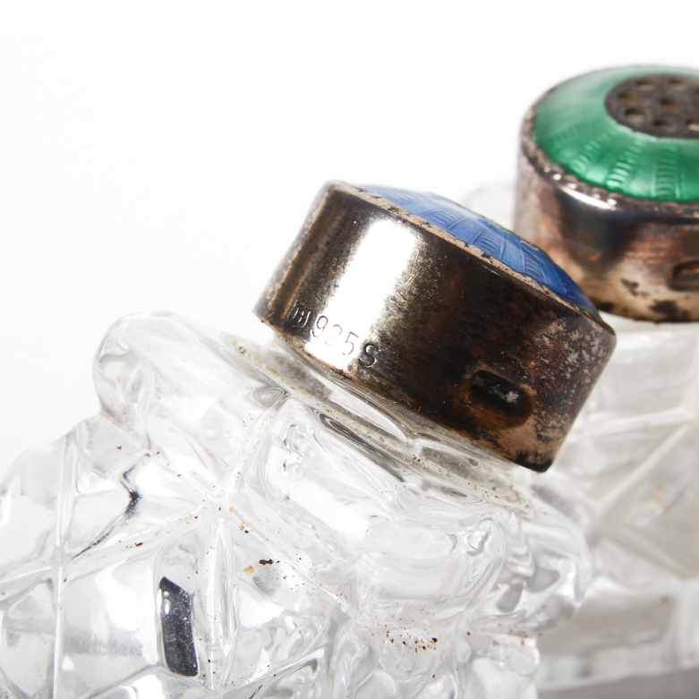 Vintage Cut Glass and Sterling Silver Salt and Pepper Shakers