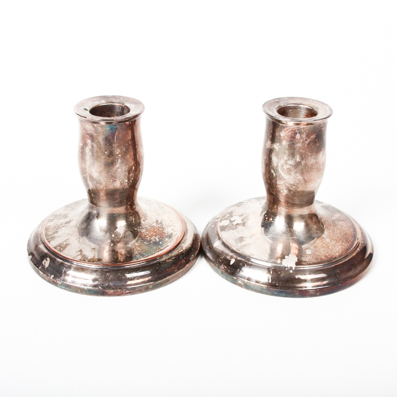 Reproduction Paul Revere Silver Plate Candleholders