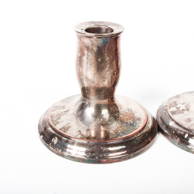 Reproduction Paul Revere Silver Plate Candleholders