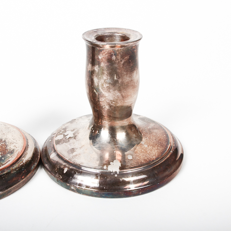 Reproduction Paul Revere Silver Plate Candleholders