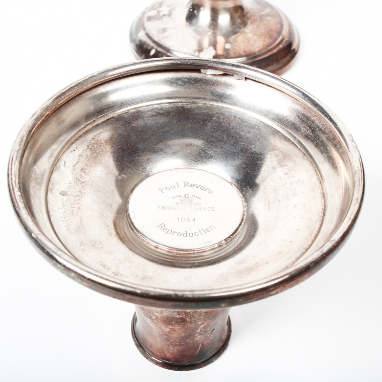 Reproduction Paul Revere Silver Plate Candleholders
