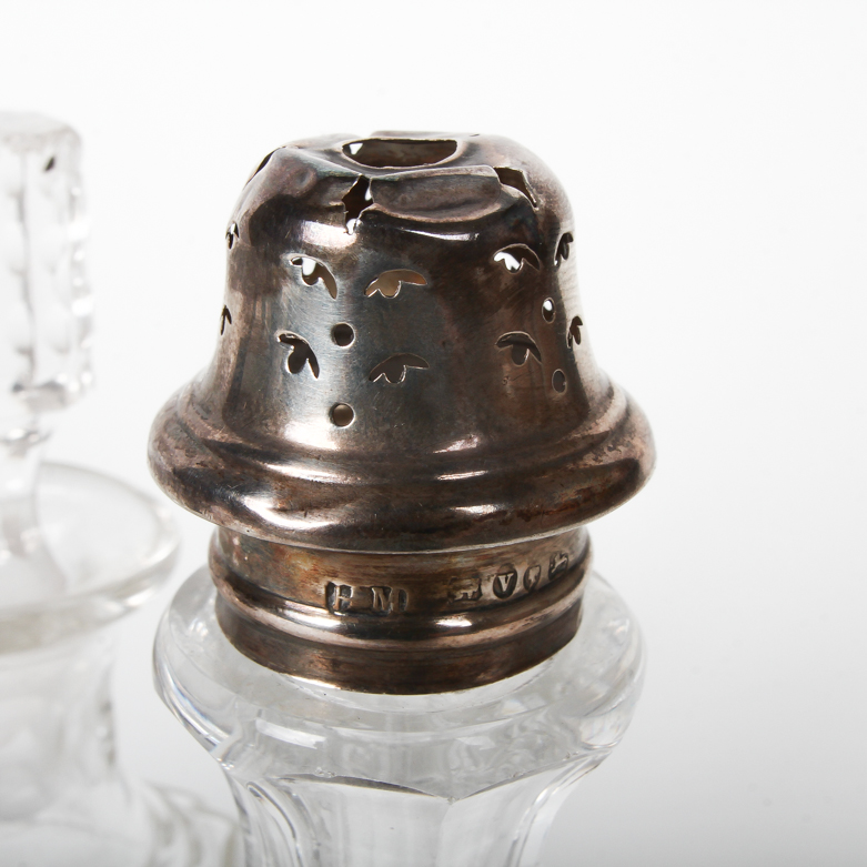 Victorian Sterling Silver and Glass Condiment Set