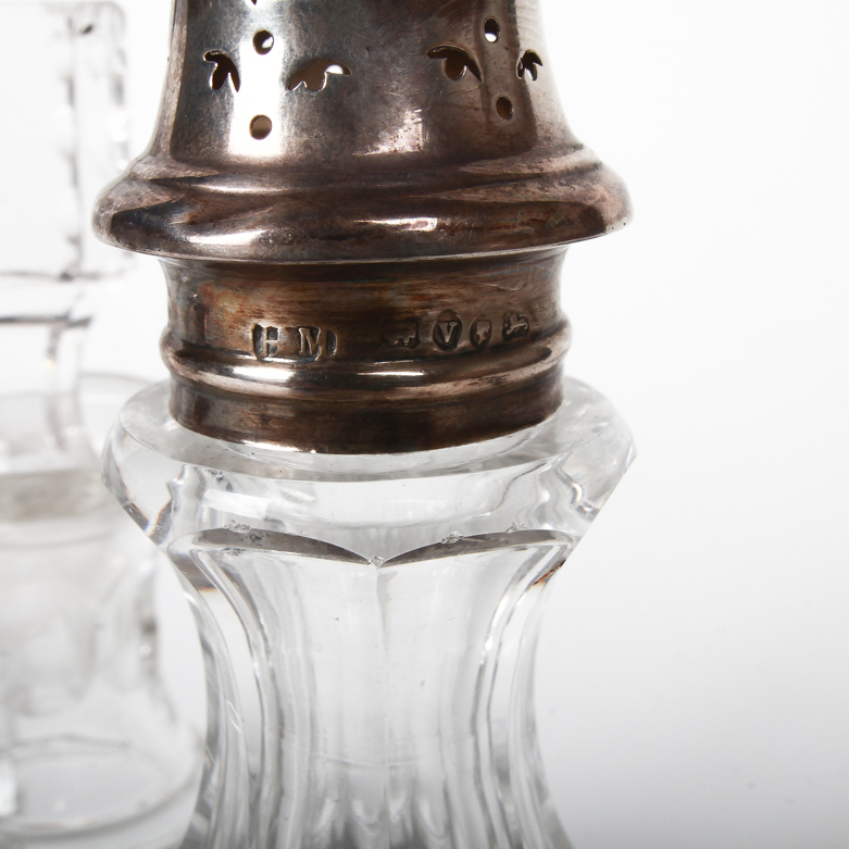 Victorian Sterling Silver and Glass Condiment Set