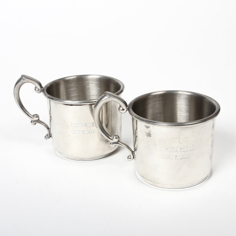Pair of Hand Crafted Pewter Cups