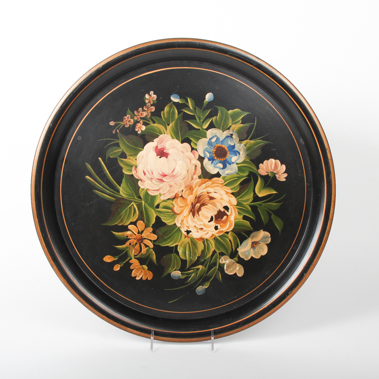 Antique Hand-Painted Tole Tray