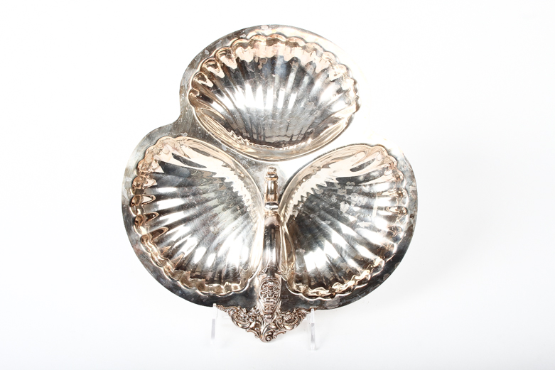 Pair of Silver Plate Divided Serving Dishes
