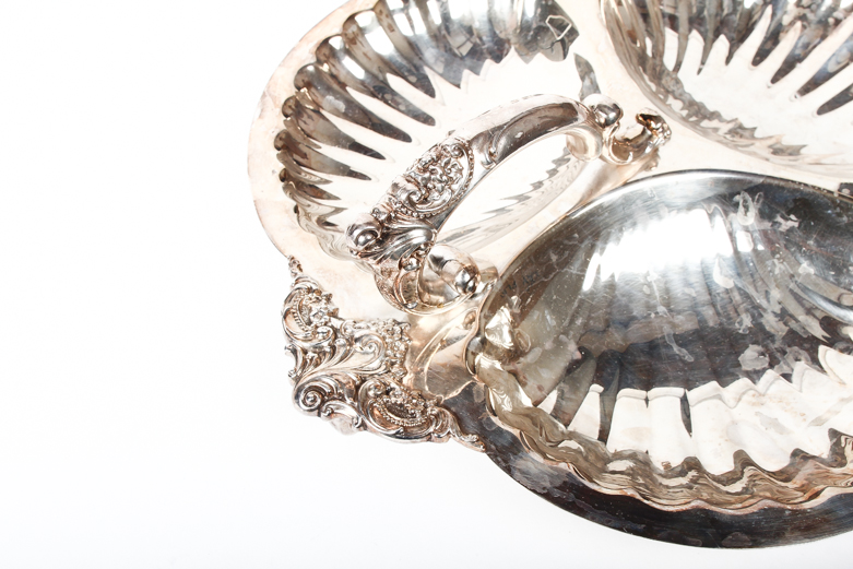 Pair of Silver Plate Divided Serving Dishes