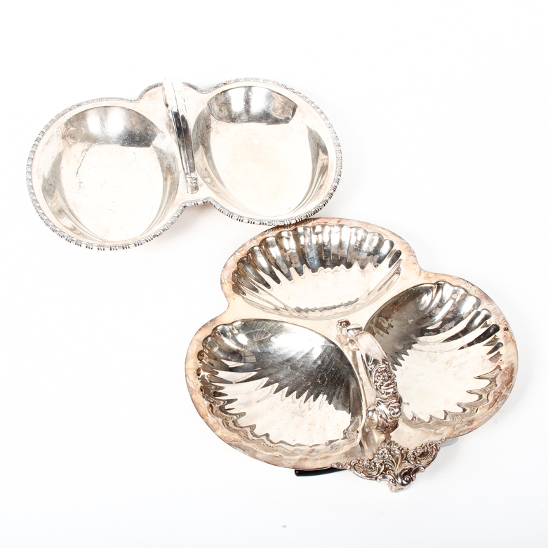 Pair of Silver Plate Divided Serving Dishes